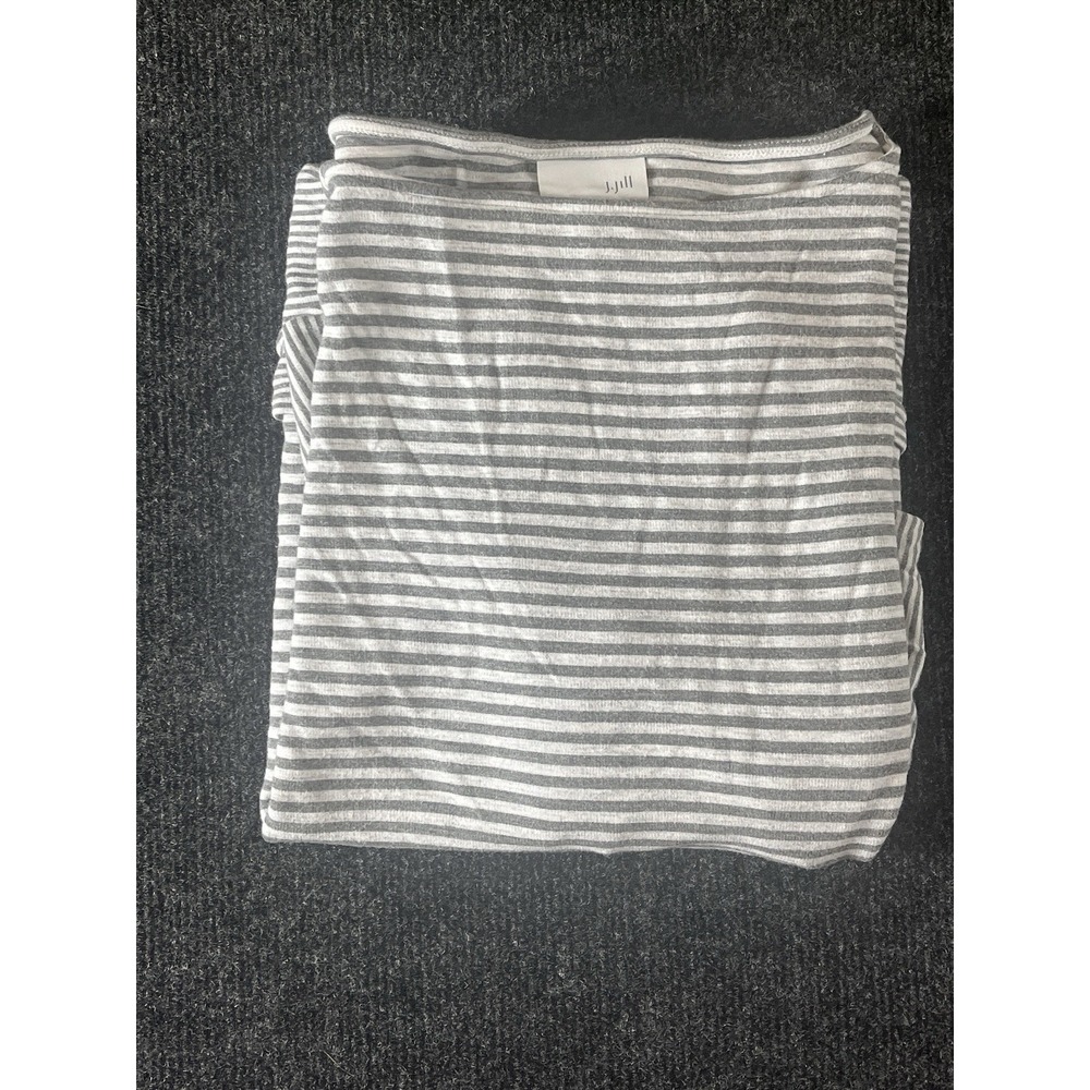 J Jill Dress Womens M Gray White Striped Knee Length Long Sleeve Pockets Tunic - Picture 5 of 5